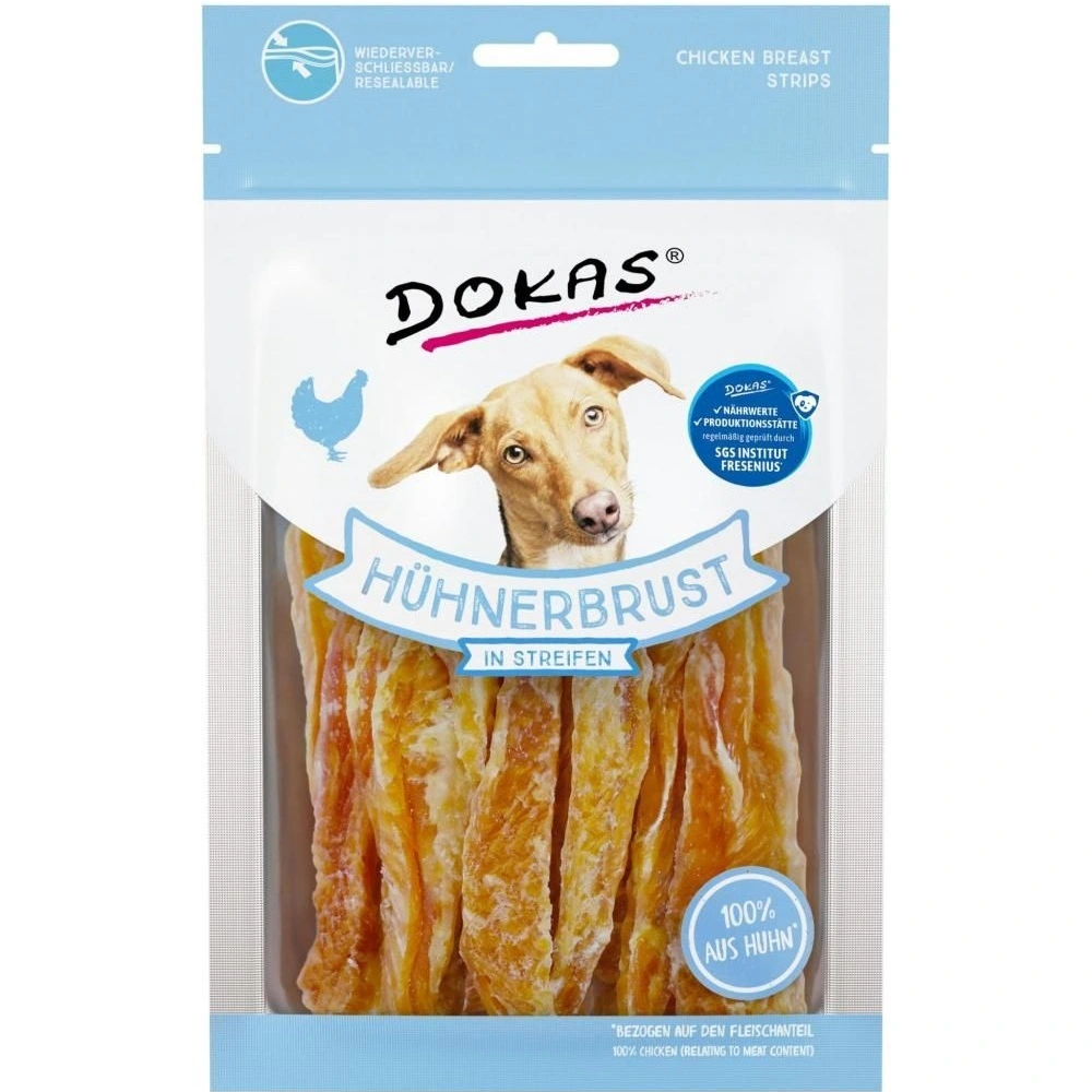 Dokas Kyllingebryststrimler 70 g - naturlige hundesnacks